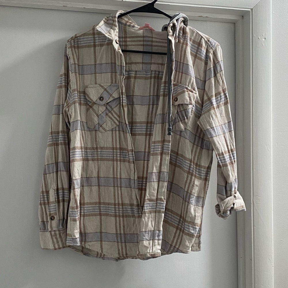 Women’s flannel with hood, Size Small!